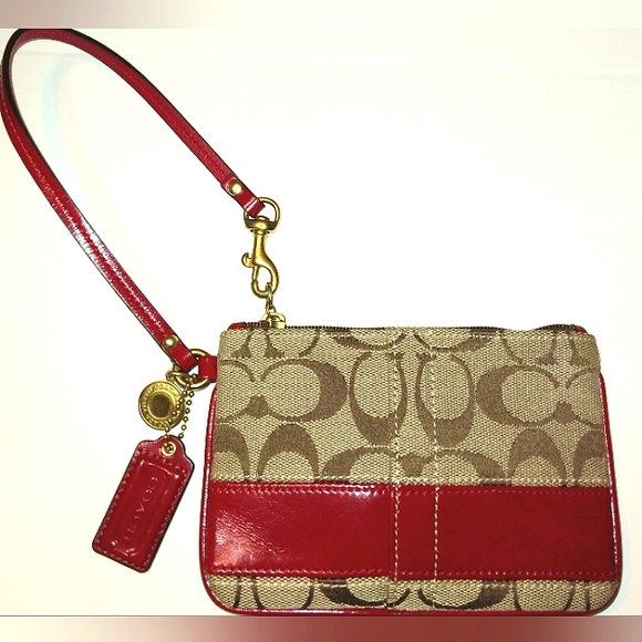 ☆Brand New☆Stunning COACH Classic 2008 Red Signature Stripe Clutch Wristlet☆ - Picture 7 of 16